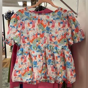 Colorful Greece Printed Blouse